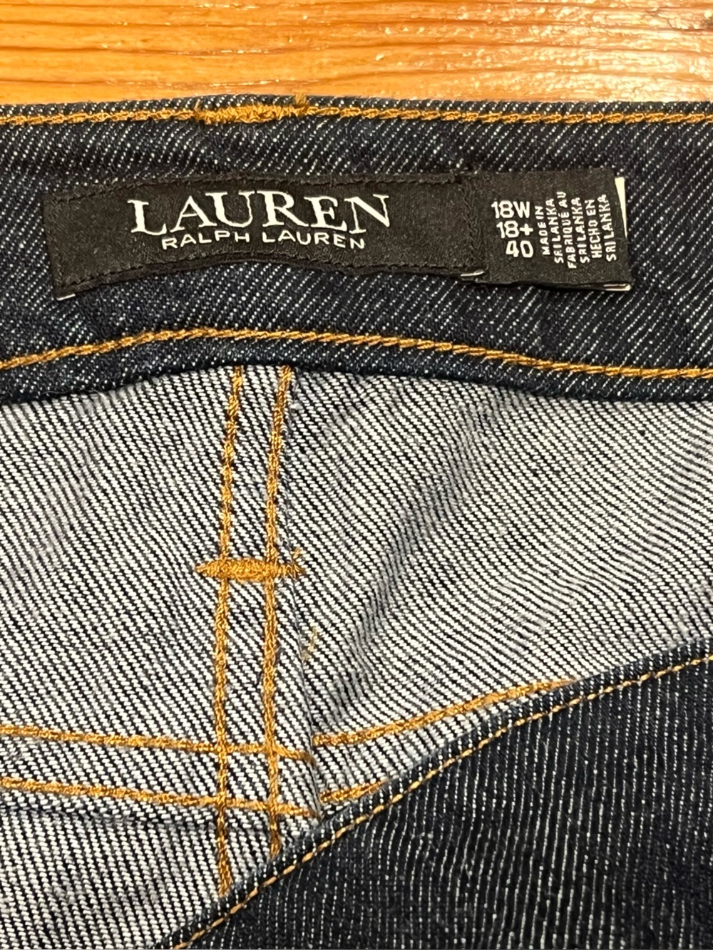 Lauren Ralph Lauren- High Rise Dark Blue Wide-Leg Button Fly Jeans • 18W • NWT - Picture 6 of 10